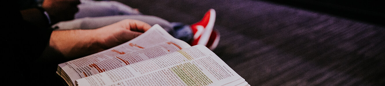 Photo of student reading a book with text that is highlighted