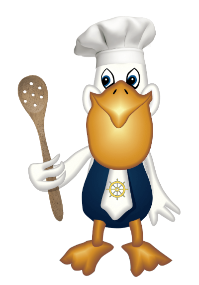 Mariner Pete Marine Mascot dressed as a chef